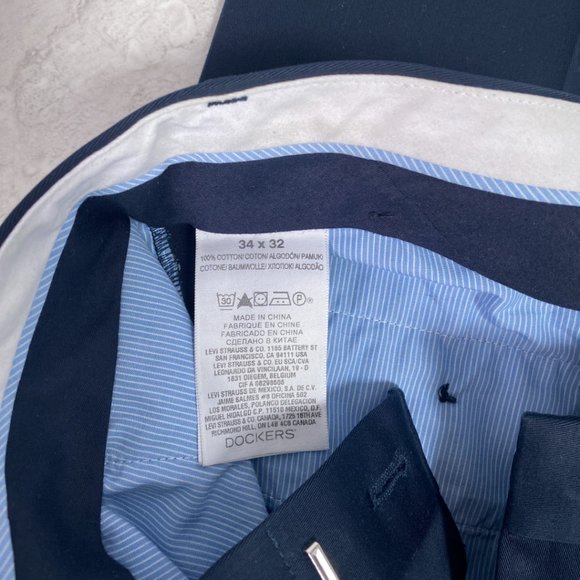 Dockers Essential Khaki Slim Fit Navy Blue 34/32 Men's Pants - Picture 8 of 9